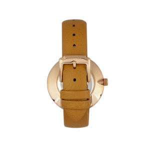 Bertha Frances Marble Dial Leather-Band Watch - Camel/Cerulean - BTHBR6405