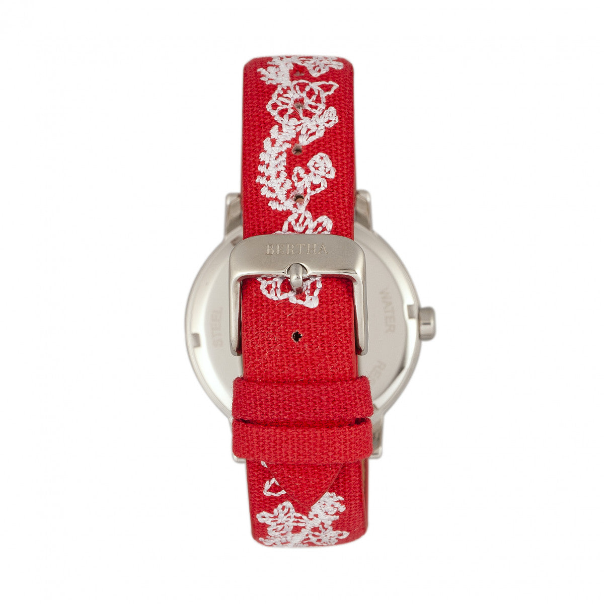 Bertha Penelope Women's Watch Red Band Silver Case BTHBR7301