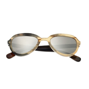 Bertha Alexa Buffalo-Horn Polarized Sunglasses - Honey-Black/Silver - BRSBR007MC