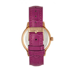 Bertha Eden Mother-Of-Pearl Leather-Band Watch w/Date - Fuchsia/Rose Gold - BTHBR6507