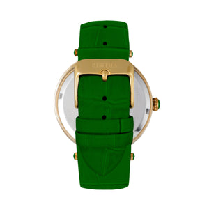 Bertha Camilla Mother-Of-Pearl Leather-Band Watch - Green - BTHBR6206