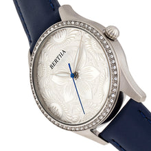 Load image into Gallery viewer, Bertha Dixie Floral Engraved Leather-Band Watch - Blue - BTHBR9902