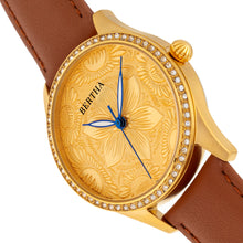 Load image into Gallery viewer, Bertha Dixie Floral Engraved Leather-Band Watch - Brown - BTHBR9903
