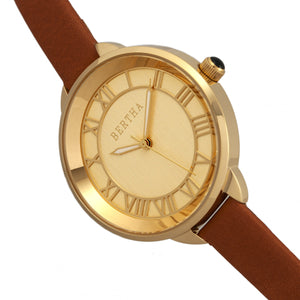 Bertha Madison Sunray Dial Leather-Band Watch - Camel/Gold - BTHBR6705
