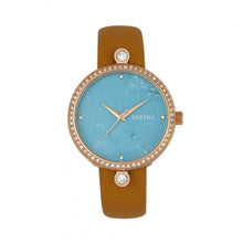 Load image into Gallery viewer, Bertha Frances Marble Dial Leather-Band Watch - Camel/Cerulean - BTHBR6405