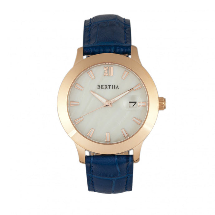 Bertha Eden MOP Leather-Band Watch w/Date - BTHBR6506