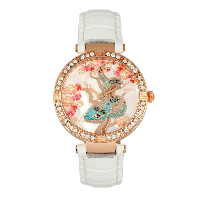 Bertha Mia Mother-Of-Pearl Leather-Band Watch - BTHBR7405