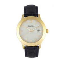 Load image into Gallery viewer, Bertha Eden Mother-Of-Pearl Leather-Band Watch w/Date - Black/Gold - BTHBR6504