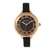 Load image into Gallery viewer, Bertha Madison Sunray Dial Leather-Band Watch - Black/Rose Gold - BTHBR6707