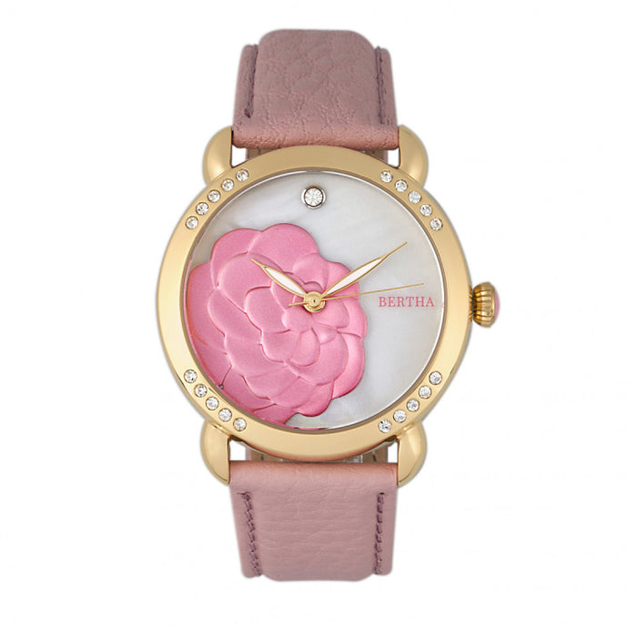 Bertha Daphne MOP Leather-Band Ladies Watch - BTHBR4605