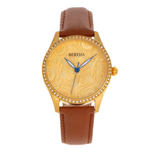 Load image into Gallery viewer, Bertha Dixie Floral Engraved Leather-Band Watch - Brown - BTHBR9903