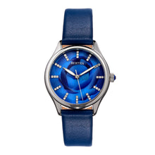 Load image into Gallery viewer, Bertha Georgiana Mother-Of-Pearl Leather-Band Watch - Silver/Blue - BTHBS1102