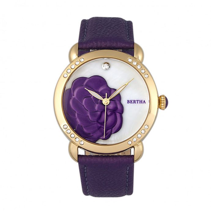 Bertha Daphne MOP Leather-Band Ladies Watch - BTHBR4606