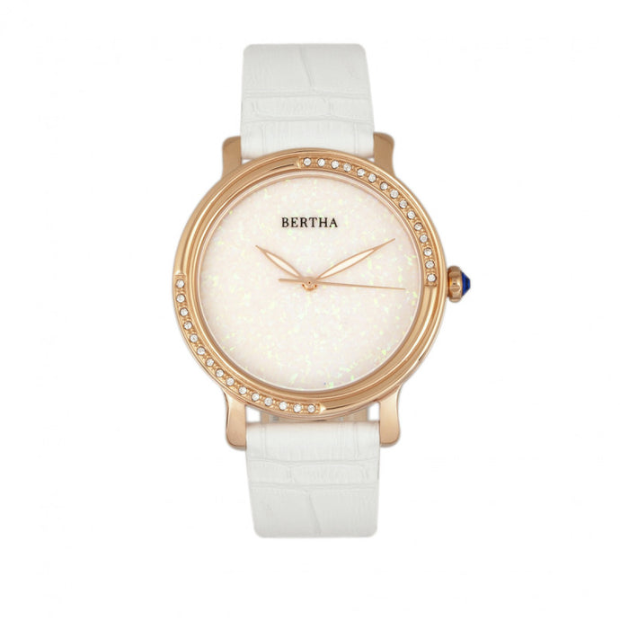 Bertha Courtney Opal Dial Leather-Band Watch - BTHBR7904
