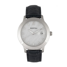 Load image into Gallery viewer, Bertha Eden Mother-Of-Pearl Leather-Band Watch w/Date - Black/Silver - BTHBR6501

