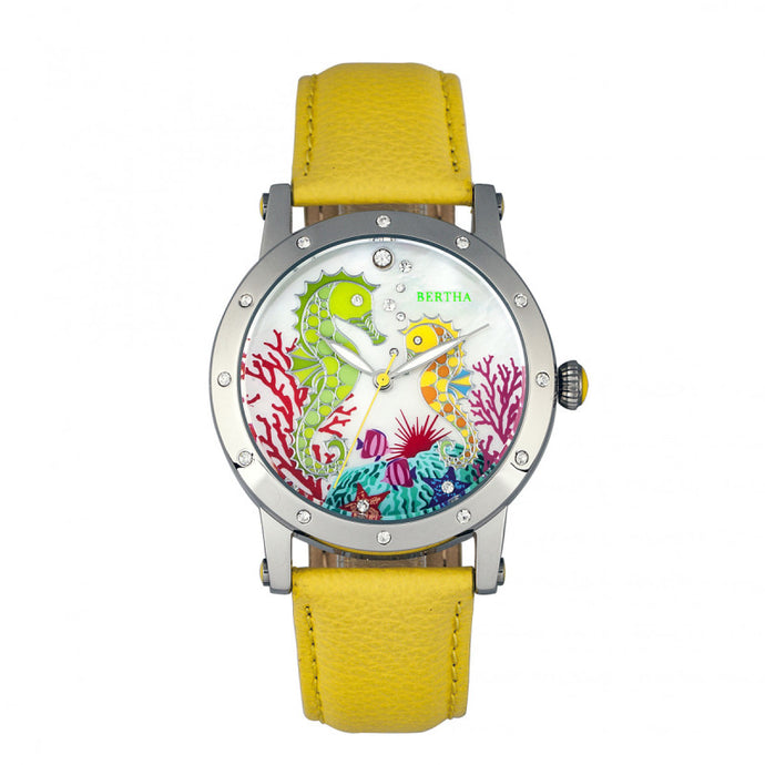 Bertha Morgan MOP Leather-Band Ladies Watch - BTHBR4202