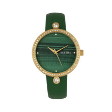 Load image into Gallery viewer, Bertha Frances Marble Dial Leather-Band Watch - Green - BTHBR6403