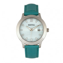 Load image into Gallery viewer, Bertha Eden Mother-Of-Pearl Leather-Band Watch w/Date - Turquoise/Silver - BTHBR6503