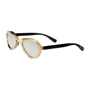Bertha Alexa Buffalo-Horn Polarized Sunglasses - Honey-Black/Silver - BRSBR007MC