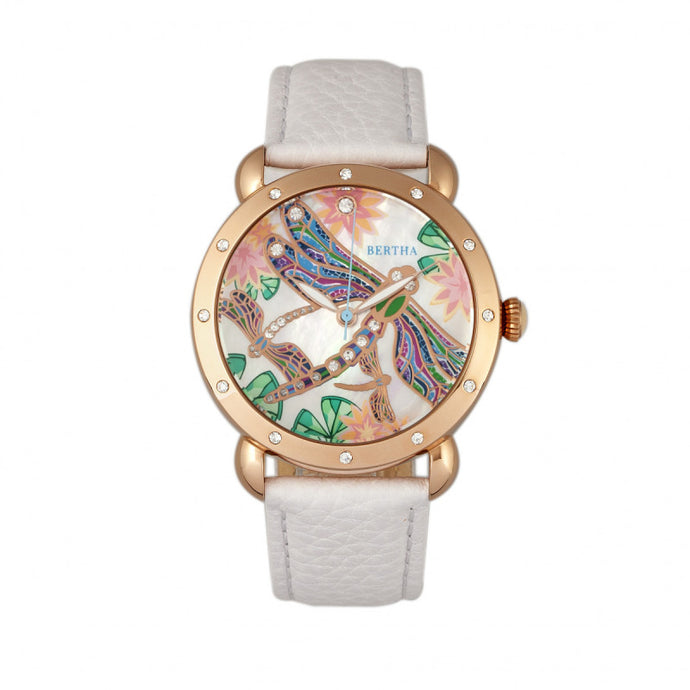 Bertha Jennifer MOP Leather-Band Ladies Watch - BTHBR5005
