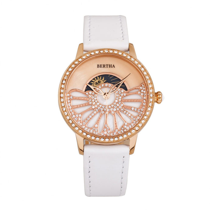 Bertha Adaline Mother-Of-Pearl Leather-Band Watch - BTHBR8205