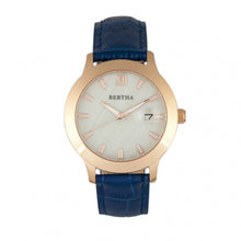 Load image into Gallery viewer, Bertha Eden Mother-Of-Pearl Leather-Band Watch w/Date - Blue/Rose Gold - BTHBR6506
