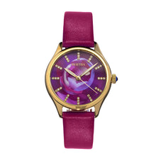 Load image into Gallery viewer, Bertha Georgiana Mother-Of-Pearl Leather-Band Watch - Gold/Magenta - BTHBS1103