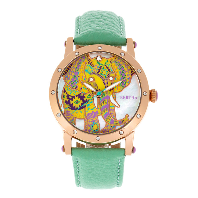 Bertha Betsy MOP Leather-Band Ladies Watch - BTHBR5704