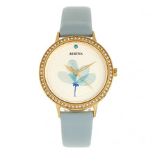 Load image into Gallery viewer, Bertha Delilah Leather-Band Watch - Gold/Light Blue - BTHBR8604