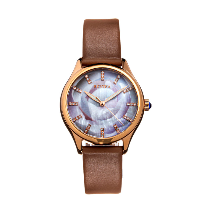 Bertha Georgiana Mother-Of-Pearl Leather-Band Watch - BTHBS1106