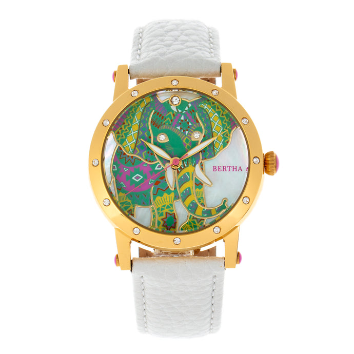 Bertha Betsy MOP Leather-Band Ladies Watch - BTHBR5703