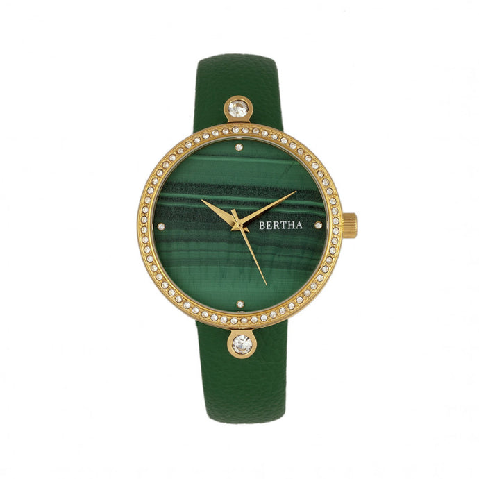 Bertha Frances Marble Dial Leather-Band Watch - BTHBR6403