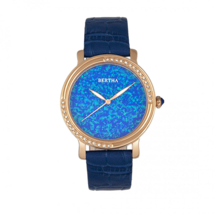 Bertha Courtney Opal Dial Leather-Band Watch - BTHBR7905