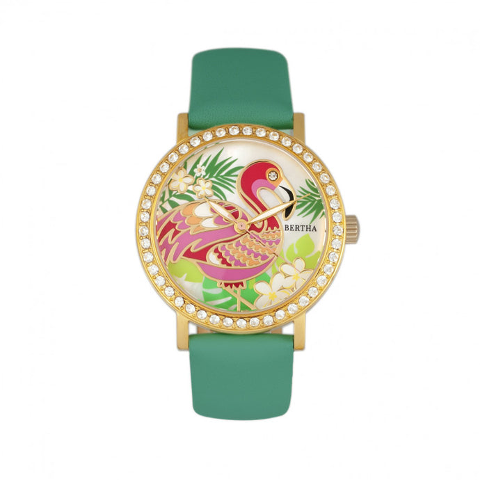 Bertha Luna Mother-Of-Pearl Leather-Band Watch - BTHBR7703