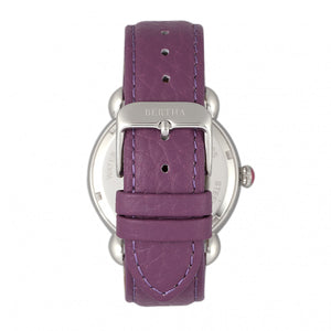 Bertha Vivica MOP Leather-Band Ladies Watch - Silver/Fuchsia - BTHBR3701