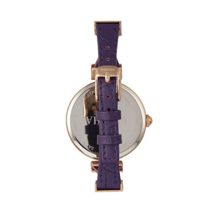 Bertha Amanda Criss-Cross Leather-Band Watch - Rose Gold/Purple - BTHBR7606