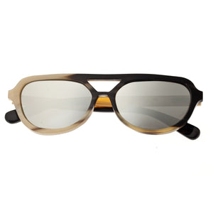 Bertha Brittany Buffalo-Horn Polarized Sunglasses - Black-Tan/Silver - BRSBR005M