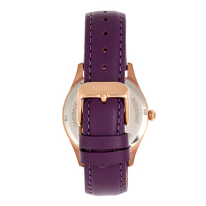 Bertha Dixie Floral Engraved Leather-Band Watch - Purple - BTHBR9905