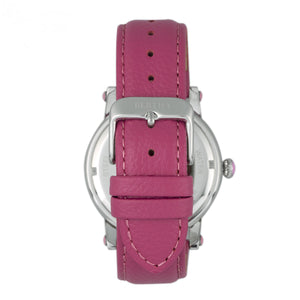 Bertha Gisele MOP Leather-Band Ladies Watch - Silver/Pink - BTHBR4401