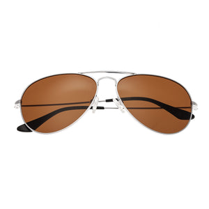 Bertha Brooke Polarized Sunglasses - Silver/Brown - BRSBR018S
