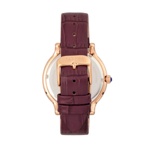 Bertha Cora Crystal-Encrusted Leather-Band Watch - Plum - BTHBR6005