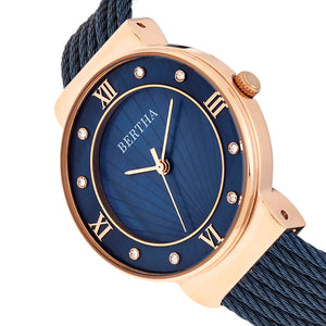 Bertha Dawn Mother-of-Pearl Cable Bracelet Watch - Rose Gold/Blue - BTHBR9706