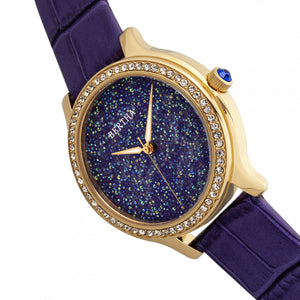 Bertha Cora Crystal-Encrusted Leather-Band Watch - Purple - BTHBR6003
