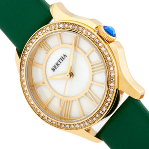 Bertha Donna Mother-of-Pearl Leather-Band Watch - Green - BTHBR9803