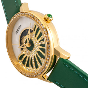 Bertha Adaline Mother-Of-Pearl Leather-Band Watch - Green - BTHBR8204