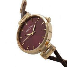 Load image into Gallery viewer, Bertha Amanda Criss-Cross Leather-Band Watch - Gold/Burgandy - BTHBR7604
