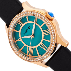 Bertha Donna Mother-of-Pearl Leather-Band Watch - Turquoise - BTHBR9806