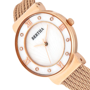 Bertha Dawn Mother-of-Pearl Cable Bracelet Watch - Rose Gold - BTHBR9705