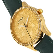 Load image into Gallery viewer, Bertha Dixie Floral Engraved Leather-Band Watch - Green - BTHBR9904
