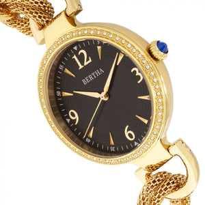 Bertha Sarah Chain-Link Watch w/Hanging Charm - Gold/Black - BTHBR8903